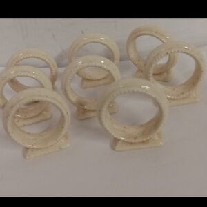 Vtg. Mikasa Style Napkin Rings Whole Wheat Porcelain 2"  Set of 8